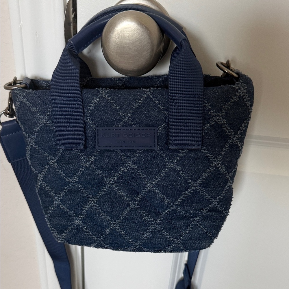 Kurt Geiger Navy Denim  Quilted Mini Tote Bag